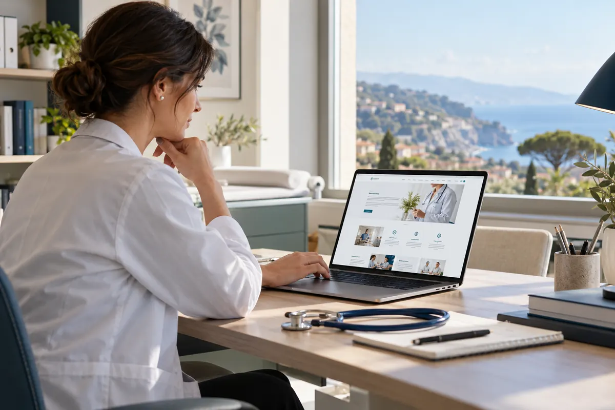 Scena illustrativa di progettazione digitale sanitaria con un richiamo al territorio di Calabria