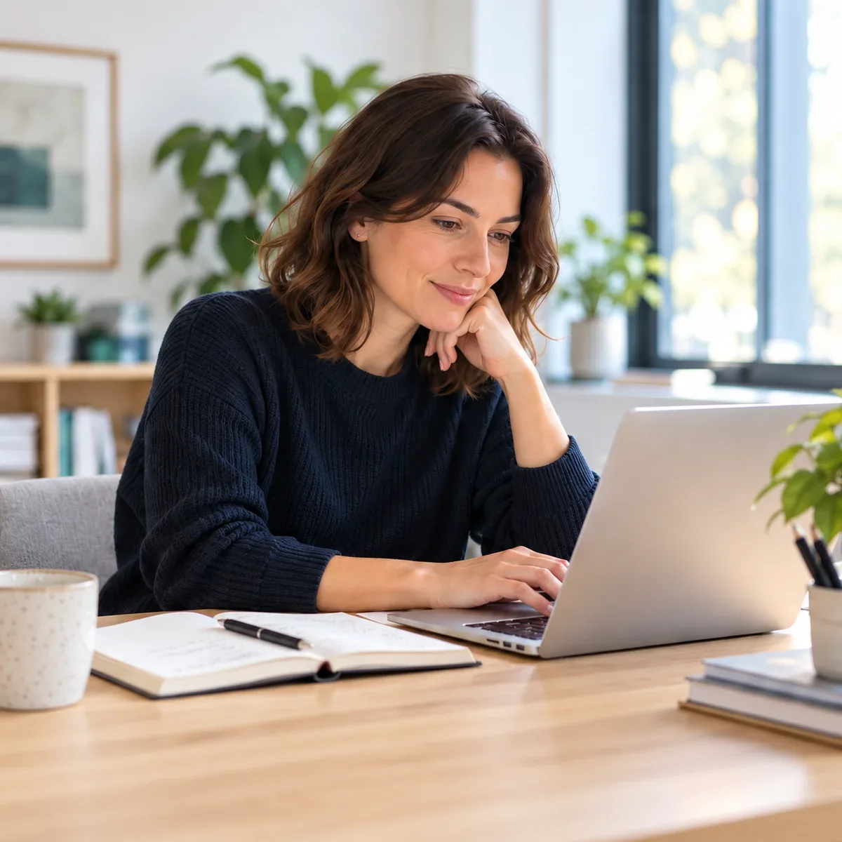Immagine illustrativa: lavoro di aggiornamento al computer con appunti sulla scrivania.