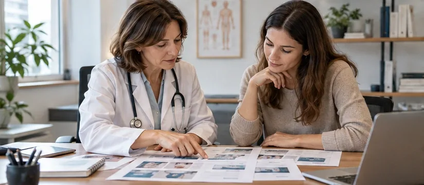 Rappresentazione di un confronto su materiali e struttura del sito in uno studio medico
