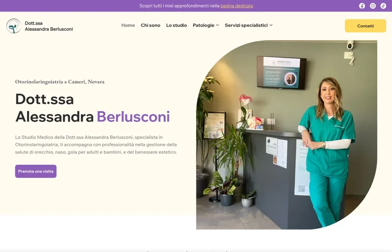 Anteprima del sito realizzato per la Dott.ssa Alessandra Berlusconi, con la presentazione del suo studio ORL