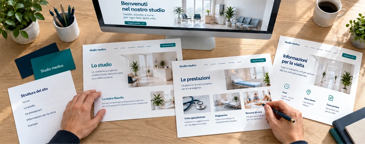 Immagine illustrativa: confronto di pagine e materiali durante la progettazione di un sito.