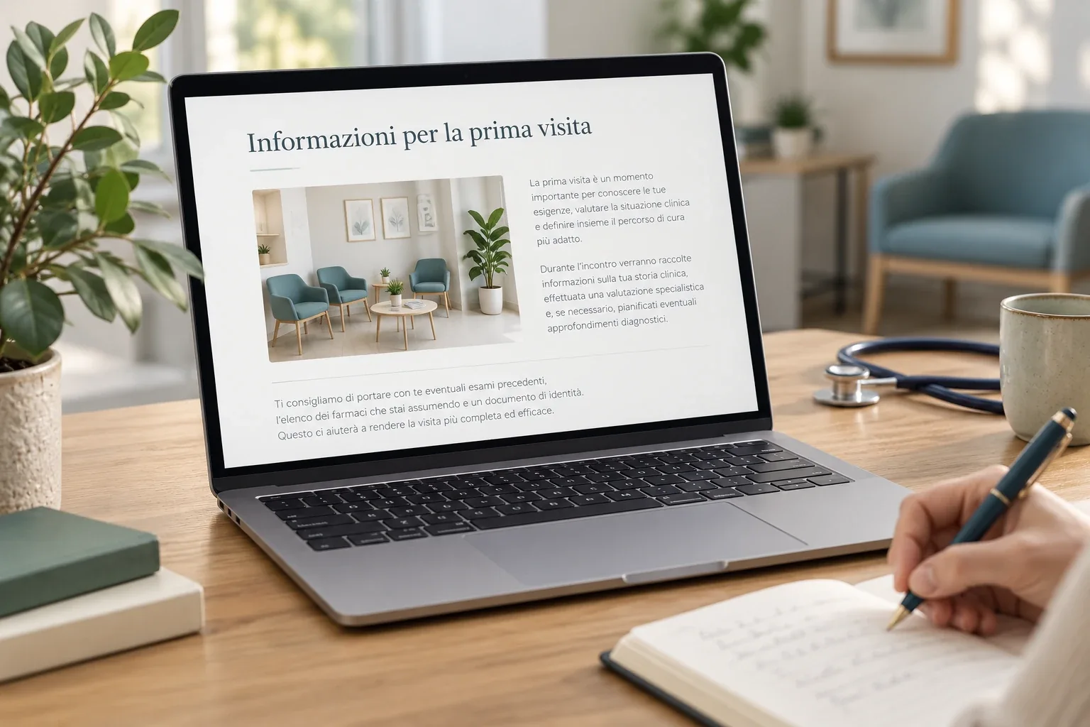 Contenuti informativi di un sito medico su un computer