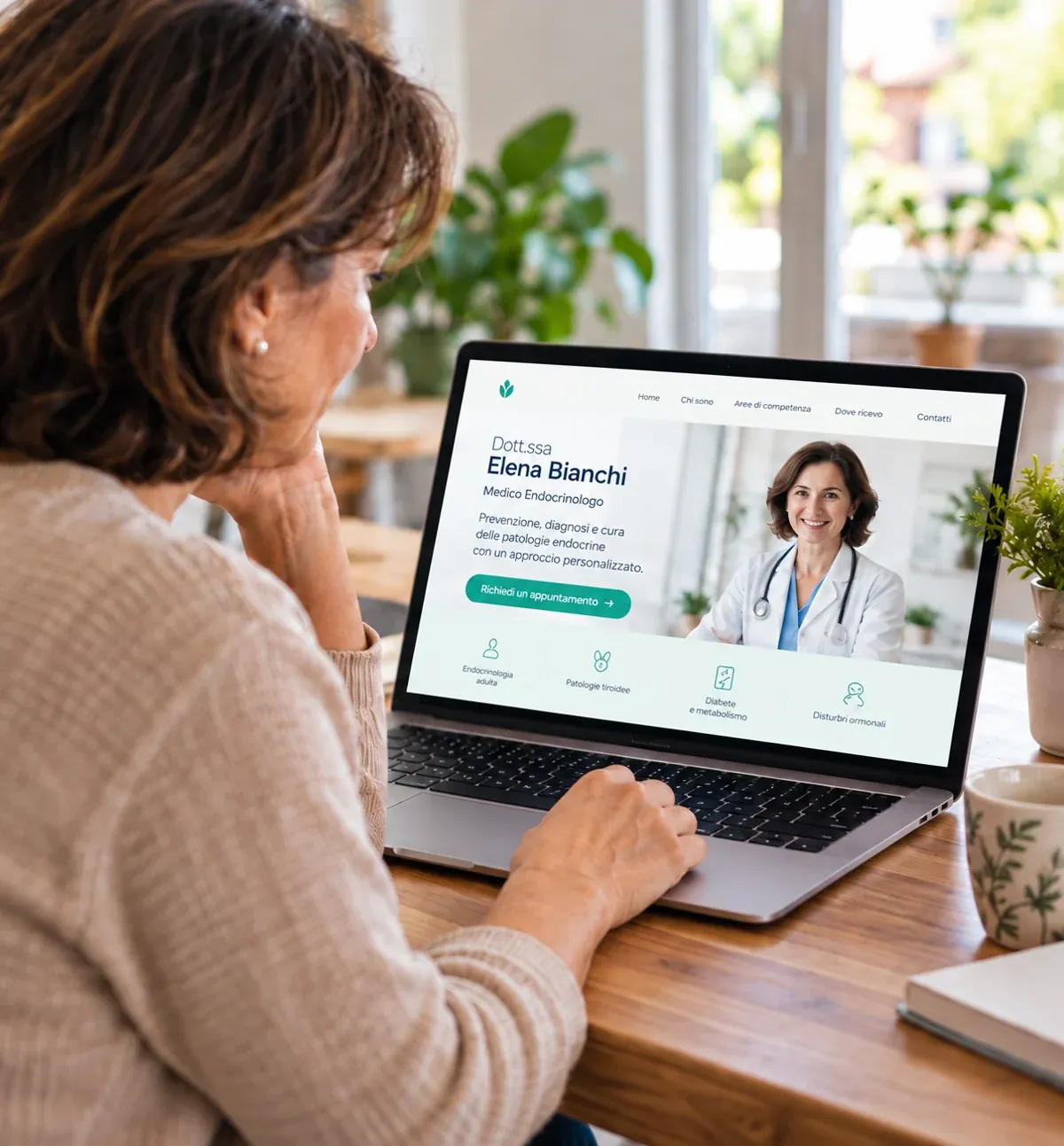 Una persona consulta le informazioni di un sito medico dal computer