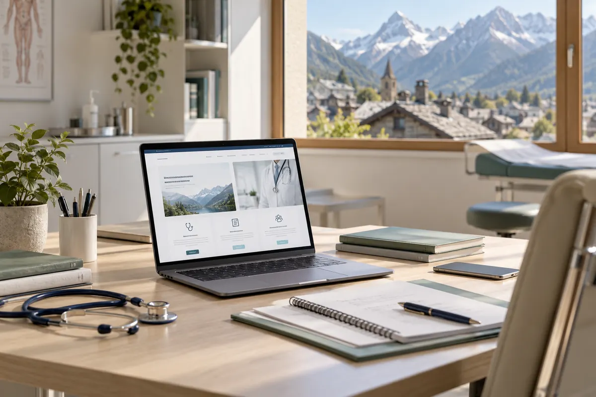 Scena illustrativa di progettazione digitale sanitaria con un richiamo al territorio di Valle d’Aosta