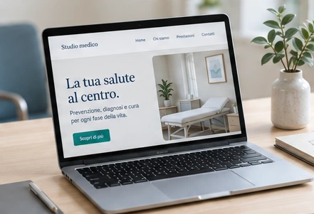 Immagine illustrativa: pagina di uno studio medico aperta su un computer portatile.